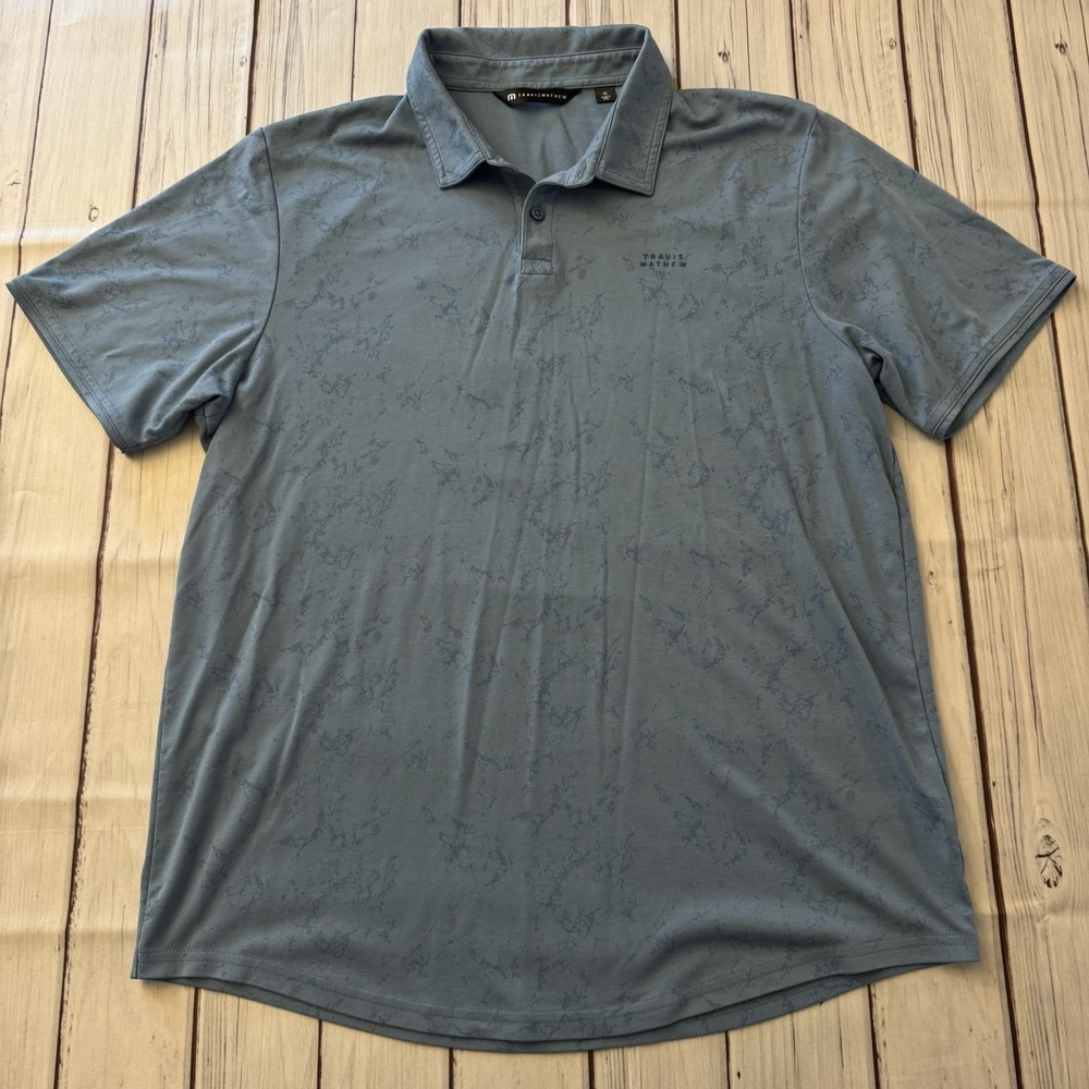 Travis Mathew Mens Short Sleeve Warmer Tides Scoop Polo Shirt Coronet Size XL